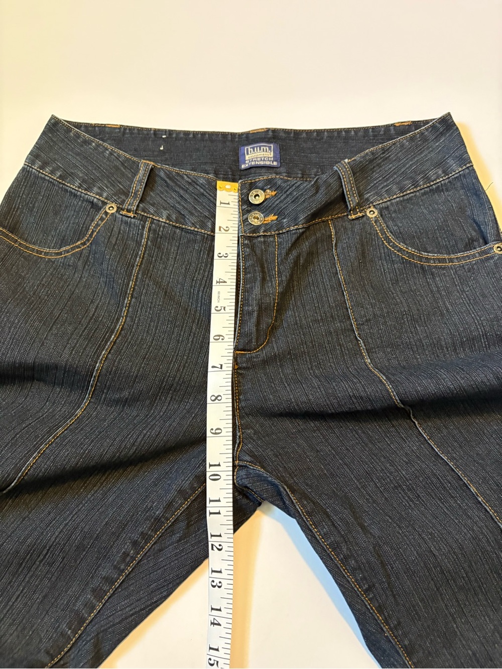 VTG B.U.M. Equipment Dark Wash Seam Jeans with light flare, women’s Sz 10. - Picture 8 of 12